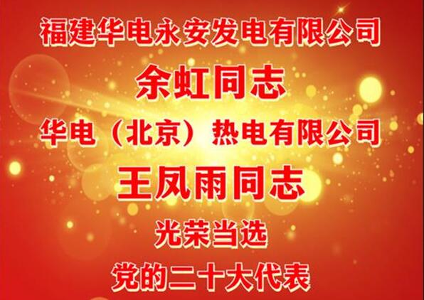 中國(guó)華電余虹、王鳳雨同志當(dāng)選黨的二十大代表